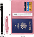 Passport Holder and Vaccine Card Holder Combo with Passport Cover Wallet Travel Passport Wallet Case for Men and Women(Pink)
