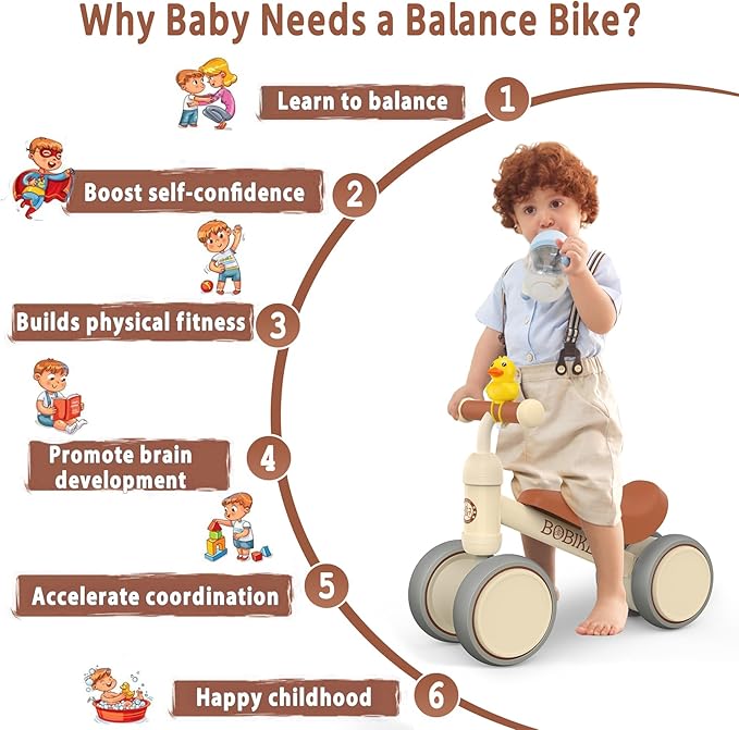 Baby Balance Bike Toys for 12-36 Months Kids Toy Boy and Girls Gifts Toddler Best First Birthday Gift Children Walker No Pedal Infant 4 Wheels Bicycle (Classic, White)