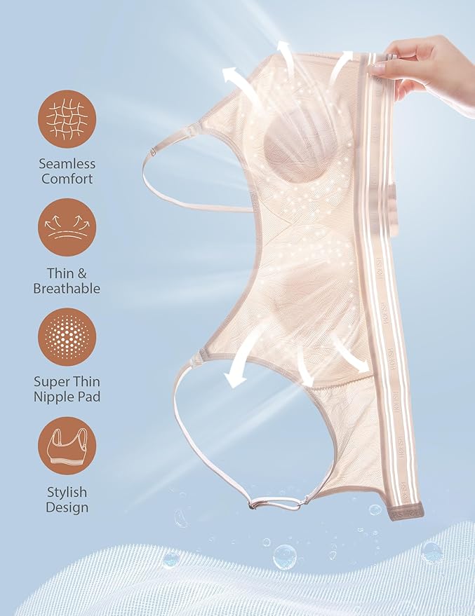 HOFISH Lace Nursing Bras for Breastfeeding, Thin and Breathable Nipple Pad Maternity Bra for Pregnancy