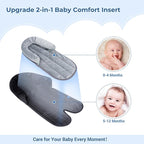 COOLBEBE New 2-in-1 Babybody Supports for Baby Newborn Infants - Extra Soft Stroller Cushion Pads Car Seat Insert, Seasons, Black