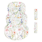 Infant Car Seat Insert, Car Seat Head Support Baby Girls Boys, Soft & Reversible Newborn Carseat Insert Cushion with 2 Strap Covers, for Stroller, Swing, Bouncer (White Wildflowers)