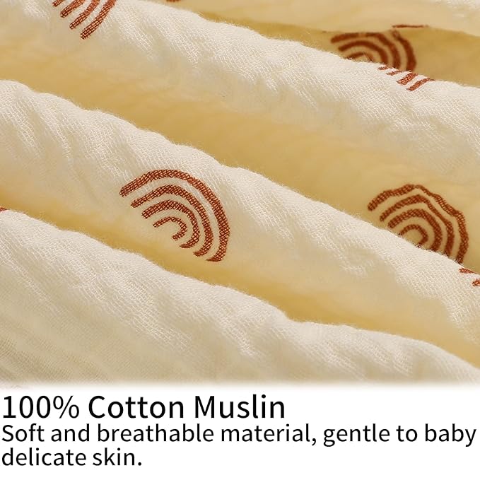 Onacosht Muslin Nursing Pillow Cover Soft 100% Cotton Feeding Pillow Slipcover Fits Standard Infant Nursing Pillow for Boy and Girl, Rainbow Printing