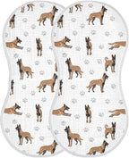 2 Pack Muslin Burp Cloths Belgian Dog Paw Prints White Cotton Baby Burp Cloths Ultra Absorbent Soft Thick Burping Cloth for Newborn Baby Boys Girls 22x11 Inch