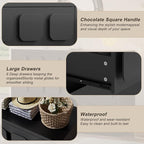 Anbuy Black Baby Dresser for Bedroom, Dresser for Baby with 6 Drawers, Storage and Organization Unit with Square Handles, for Nursery, Kids