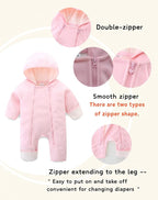 Newborn Baby Fleece Jumpsuit Girls Boys Winter Hooded Coverall Romper Cute Baby Snowsuit Clothes