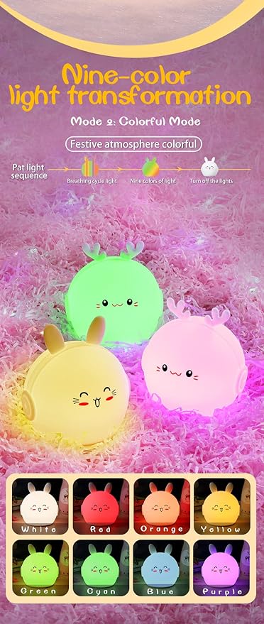 Night Light Kids, Cute Soft Glow Protect Eyes Deer Night Light Lamp with 30mins Timer Rechargeable Nightlight for Kids Children Women Girls Toddler Bedroom Bedside Livingroom