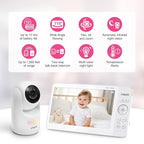 VTech [2025 Upgrade Baby Monitor with 7" IPS Screen, Pan Tilt Zoom Camera, No WiFi Video Baby Monitor with Camera and Audio, Multi-Color Night Light, 2-Way Talk, Lullabies, Advanced HQ Max