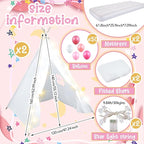 2 Pack Kids Teepee Tent with Mattress,Fitted Sheet,Light String,Washable Natural Cotton Toddler Play Tent for Girls Boys Indoor Outdoor Sleepover Slumber Birthday Party(White)