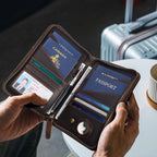 Polare Full Grain Leather Passport Holder Cover Case for Men and Women RFID Blocking Family Travel Wallet Holds 6 Passports