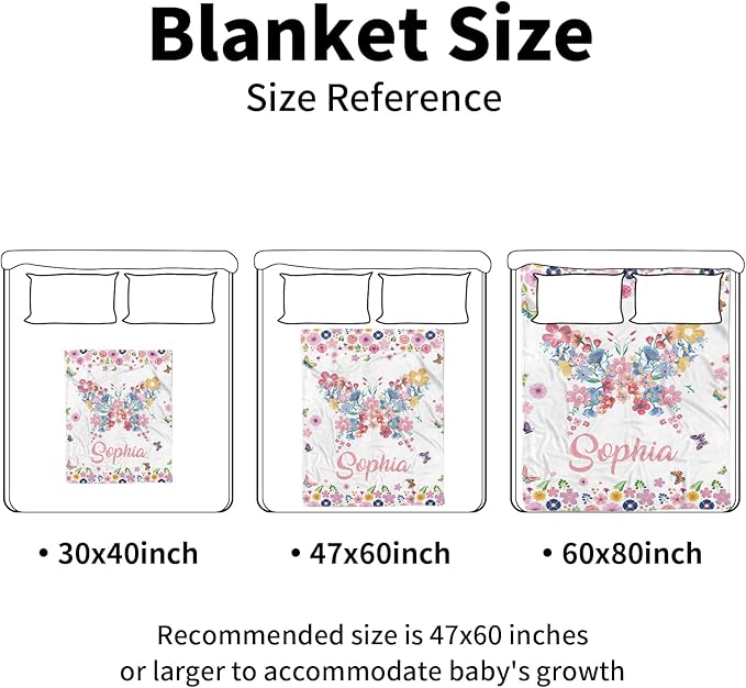 Personalized Baby Blankets for Girls, Custom Name Pink Butterfly Pattern Baby Blanket, Soft Minky Dot Blanket for Newborns and Toddlers, Ideal for Baby Showers Christmas Brithday Gifts