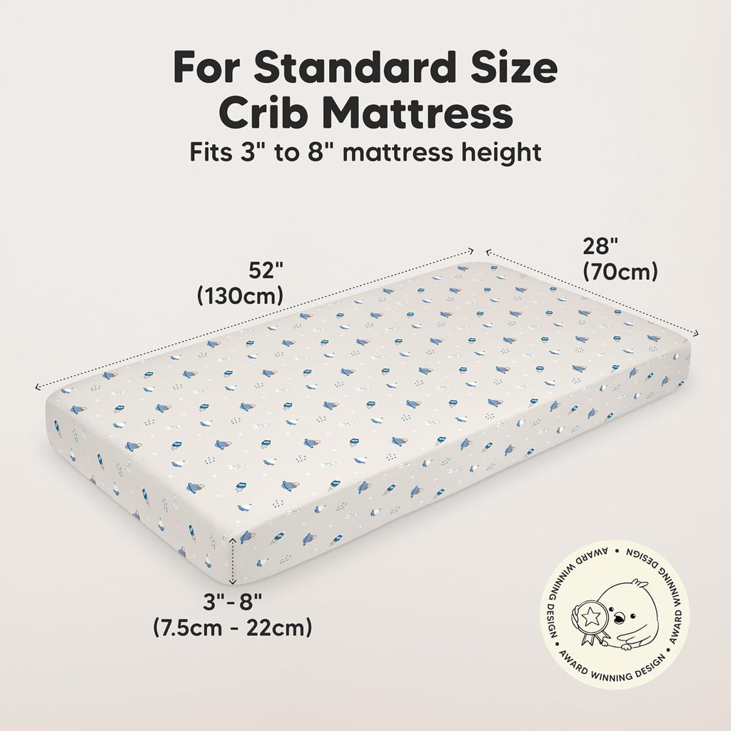 KeaBabies 2-Pack Baby Crib Sheets for Boys, Girls - 52x28 Viscose Derived from Bamboo Toddler Bed Sheets Neutral, Fitted Crib Mattress Cover for Standard Baby Bedding, Soft & Cozy (Cosmo)