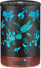 Metal Essential Oils Diffuser 150ML Christmas Aromatherapy Diffuser Cool Mist Humidifier with 7 Colors Lights Waterless Auto Off Air Diffusers as Gifts for Mom (B-Hummingbird)