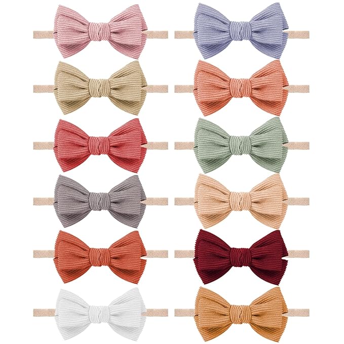 Baby Girl Headbands and Bows, Newborn Infant Toddler Nylon Elastics Hairbands Hair Accessories