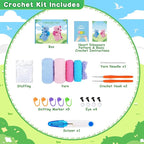 Heart Dinosaurs Crochet Kit for Beginners - 2PCS Blue and Pink Dinosaurs Crochet Kit with Step-by-Step Video Tutorials, Dinosaur Crochet Starter Kit for Adult Kid, Crochet Stuffed Animal Knitting Kit