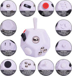 Mini Fidget Toys,12 Sides Finger Cube,Sensory Toys Relief Stress,Autism and Anxiety Depression Anti for Kids Adults Improve Focus (White)