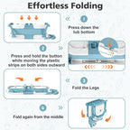 Collapsible Baby Bathtub for Newborns with Thermometer and Soft Floating Cushion Portable and Foldable Travel Baby Bath Tub for Infants to Toddler 0-36 Month (Blue)