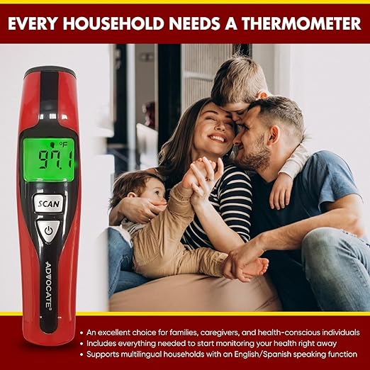 Advocate Non Contact Touchless Speaking Thermometer for Adults, Kids & Babies – Digital Infrared Thermometer – Clinical Results-Speaks English and Spanish