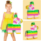 WERNNSAI Hawaiian Donkey Piñata - Rainbow Donkey Pinata for Summer Party Supply Cinco De Mayo Luau Carnivals Favor Mexican Fiesta Party Decorations with Blindfold&Bat