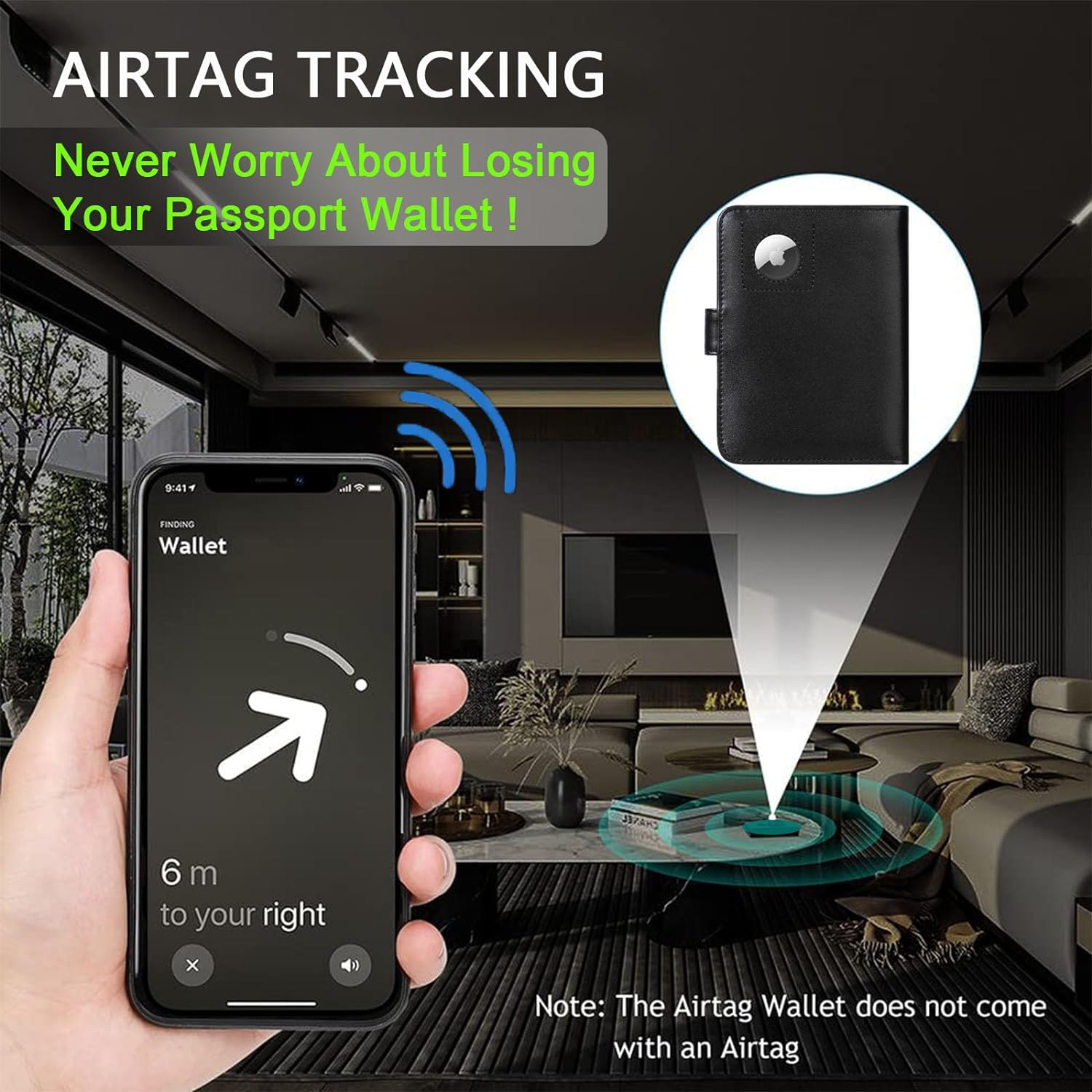 Airtag Passport Holder Cover Wallet RFID Blocking Leather Case Travel Essentials Luggage Accessories Travel Must Have(118#Black)