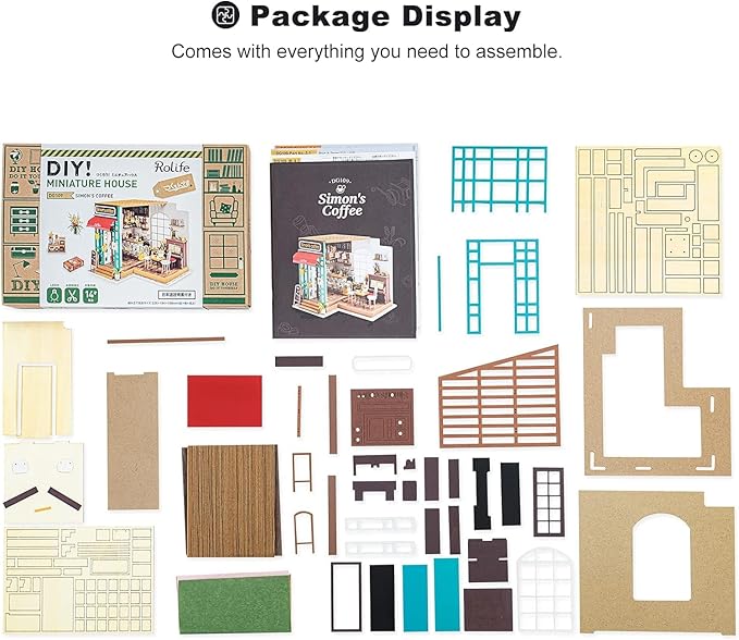 Rolife DIY Miniature Cafe House Kit for Adults to Build, Tiny House Making Kit with Furniture, Halloween/Christmas Decorations/Gifts