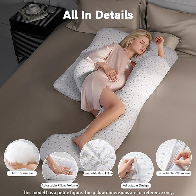 Pregnancy Pillows for Sleeping, SEEDNUR Full Body Maternity Pillow with Removable Cover, U-Shaped Detachable Pregnancy Body Pillow Support for Back, Legs, Belly & HIPS, Pregnancy Pillow to Reduce Pain