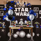 TONIFUL 4 Set Black and Blue Silver Balloon Centerpieces for Table,Balloon Stand Kit for Graduation Decorations 2025 Party Decorations,New Year,Anniversary,Birthday Decoration for men,Father's Day