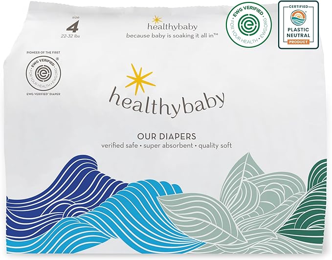 Our Diapers | EWG Verified Safe & Plant-Based Diapers | Leak Protection | Soft Organic Cotton Shell | Chlorine-Free Diaper for Sensitive Skin | Size 4 (22-32 lbs) 36 Count
