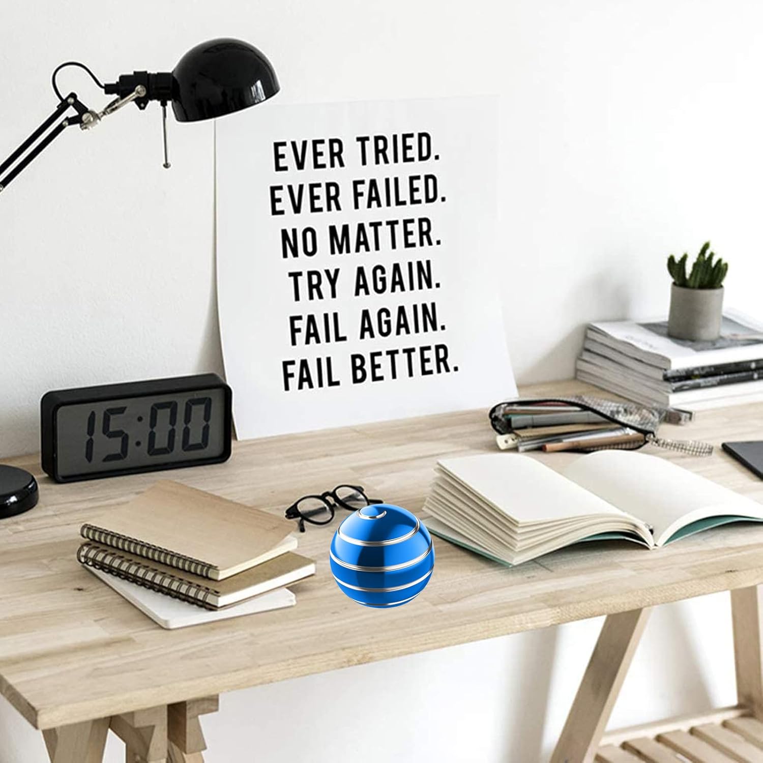 Kinetic Spinning Desk Toy Ball, 2.17'' Fidget Spinner Desk Toys for Office for Adults, Cool Gadgets for Office Desk (55MM, Blue A)