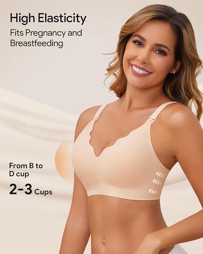 HBselect 3Pack Nursing Bras for Breastfeeding Seamless Scalloped Maternity Bras for Pregnancy Ultra Comfort Sleep Bras