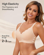 HBselect 3Pack Nursing Bras for Breastfeeding Seamless Scalloped Maternity Bras for Pregnancy Ultra Comfort Sleep Bras