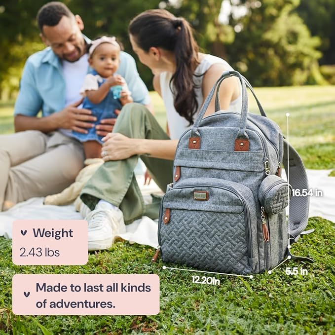 BabbleRoo Diaper Bag Backpack - Baby Essentials Travel Tote - Multi function Waterproof Diaper Bag, Travel Essentials Baby Bag with Changing Pad, Stroller Straps & Pacifier Case - Unisex, Blue Camo