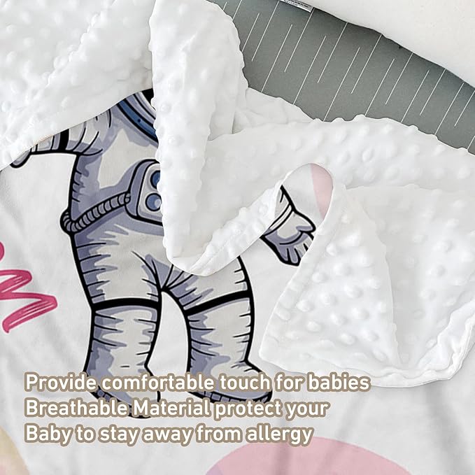 Personalized Baby Crib Bedding Set – Pink Space Theme Nursery Bedding Sets 3 Piece with Custom Name Blanket, Fitted Crib Sheet & Changing Pad Cover – Ideal Newborn Gift for Girls