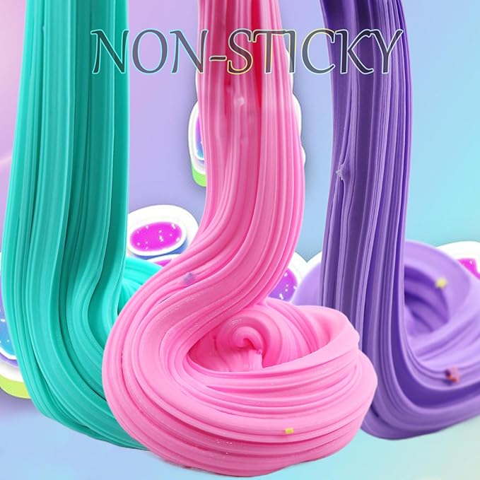 Unicorm Butter Slime kit 3 Colors,Fidget Toy,Squeezing Toys,DIY Education Art Craft Toys,Super Soft and Non Sticky,Scented,Party Favors and Birthday, in Bucket (10OZ)