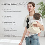 Baby Sling Carrier, Toddler Carrier Sling with Double Safety Buckle and Adjustable Shoulder Strap(7-30lbs), Baby Carriers One Size Fits All, Beige