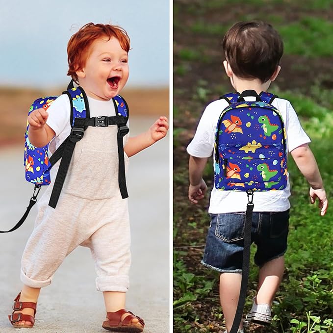 Accmor Toddler Backpack Leash Harness, Cute Kids Backpack with Anti Lost Wrist Link, Child Backpack Leash Baby Walking Harness Bag for Outdoor Travel, Mini Dinosaur Backpack Tether for Boys