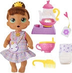 Baby Alive Bubbly Tea Party Sophia Sparkle Doll with Teapot Accessories, Brown Hair, 11 Inches, Toys for 3 Year Old Girls and Boys & Up