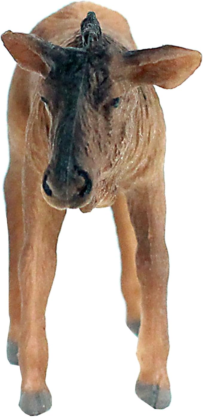 FUNSHOWCASE African Jungle Animals Young Wildebeest Calf Toy Figure Realistic Plastic Figurine Height 1.8-inch