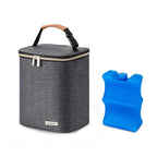 Breastmilk Cooler Bag with Ice Pack Fits 4 Baby Bottles Up to 9 Ounce, Baby Bottle Bag for Nursing Mom Daycare-Grey