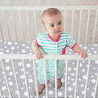 Pack and Play Sheets, 4 Pack Mini Crib Sheets, Stretchy Pack n Play Playard Fitted Sheet, Compatible with Graco Pack n Play, Soft and Breathable Material, Grey