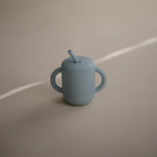 mushie 100% Silicone Training Cup & Straw for Toddlers | 6 Months+ (Powder Blue)