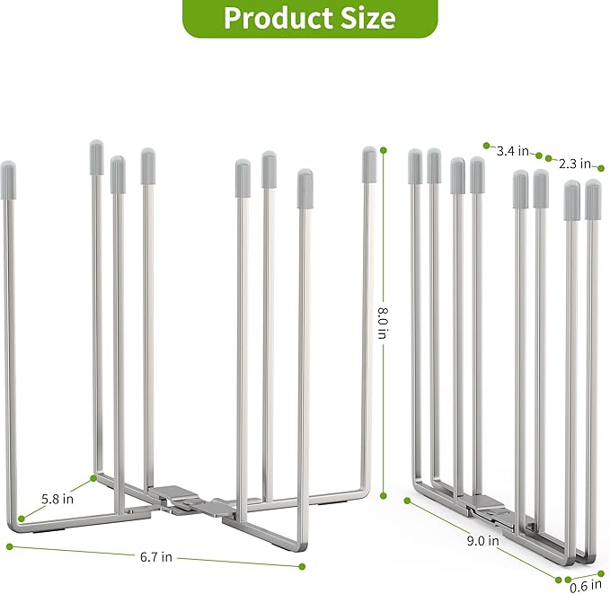 Retractable Bottle Drying Rack, Baby Bottle Drying Rack, Collapsible Cup Draining Rack, Reusable Storage Bag Dryer with Non-Slip Bottom - Stainless Steels