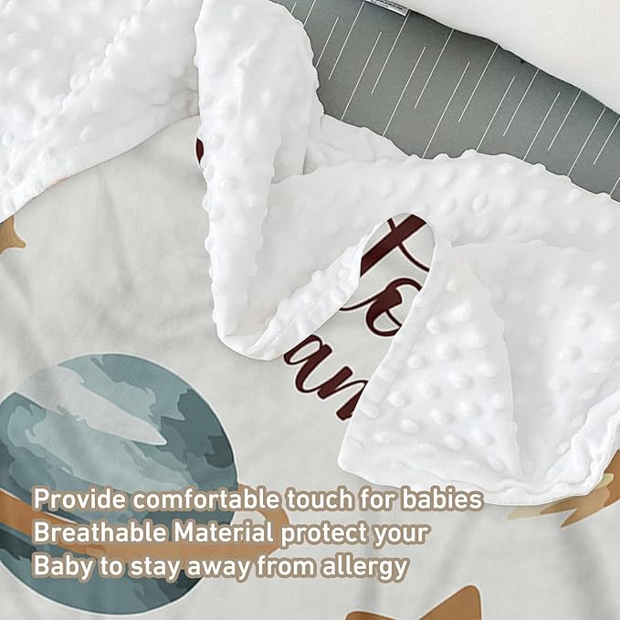 Personalized Baby Crib Bedding Set – Planet Space Theme Nursery Bedding Sets 3 Piece with Custom Name Blanket, Fitted Crib Sheet & Changing Pad Cover – Ideal Newborn Gift for Boys