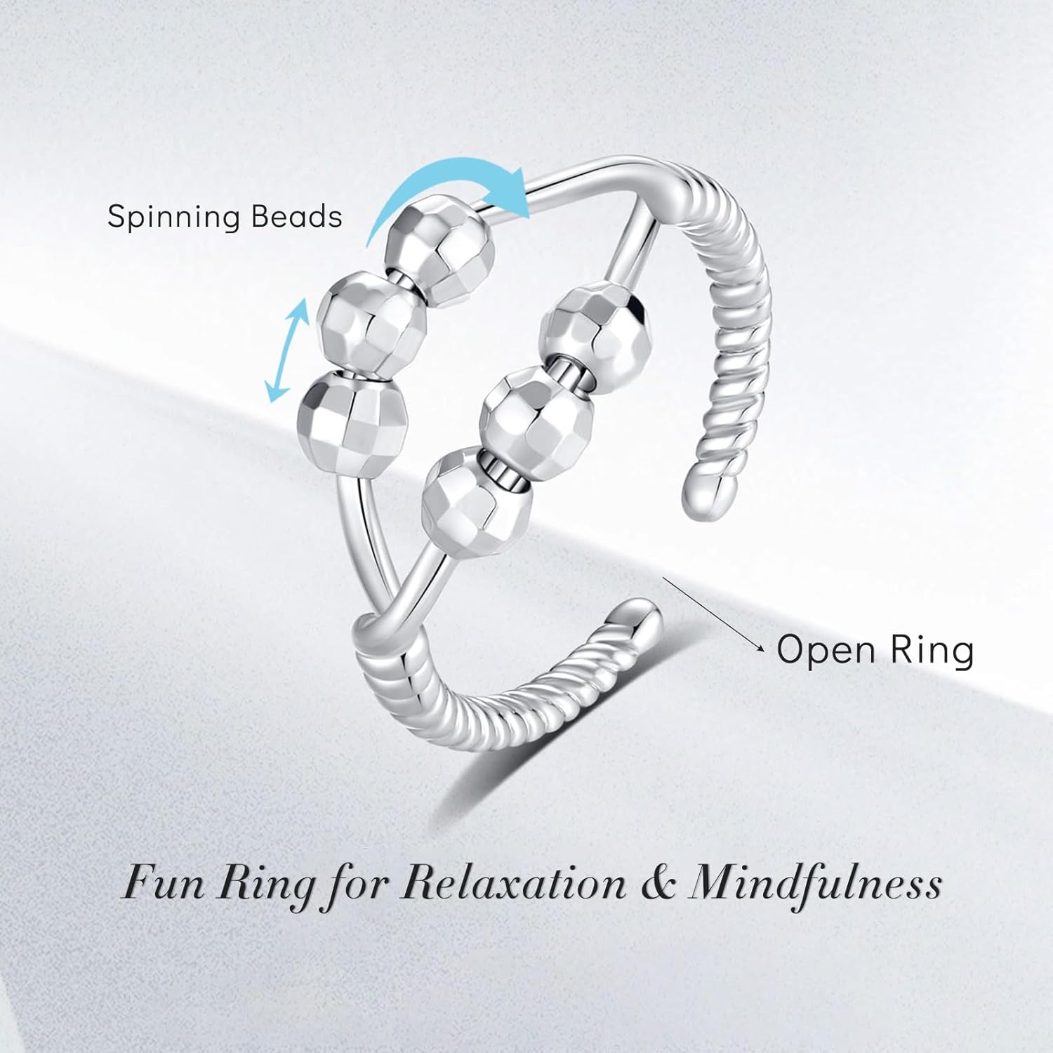 INFUSEU Funny Spinner Fidget Rings for Women Girls Anti Anxiety Stress Worry, Adjustable Size