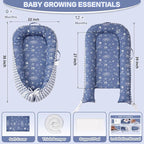 Baby Lounger - Infant Lounger for Newborn 0-24 Months, Breathable & Soft Baby Lounger Cover, Portable Infant Lounger for Home and Travel, Babies Essentials Gifts - Blue