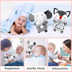 Baby Rattles 0-6 Months Newborn Toys Baby Toys 0-6 Months Rattles for Babies 0-6 Months Infant Toys 0-3 Months, Black & White High Contrast Baby Toys Plush Stuffed Toys for 0 3 6 9 12 Months Girl Boy
