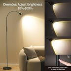 SUNMORY Adjustable LED Beam Floor Lamps for Living Room, Reading Lamp with Flexible Gooseneck, Dimmable Zoomable Spotlight, Work Light, Touch Control, Task Crafting Standing Lamp for Office Bedroom