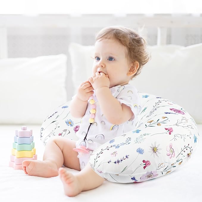 Pea Pod Nursing Pillow Cover Breastfeeding Pillow Slipcover for Moms Soft Breathable Organic Knit Fabric Newborn Infant Feeding Pillow Covers for Baby Girl Boy, Stylish Floral