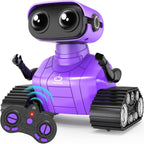 Rechargeable Emo Robot with Auto-Demonstration - Remote Control Smart Robot Toy Gift for Kids Age 3+ - Purple