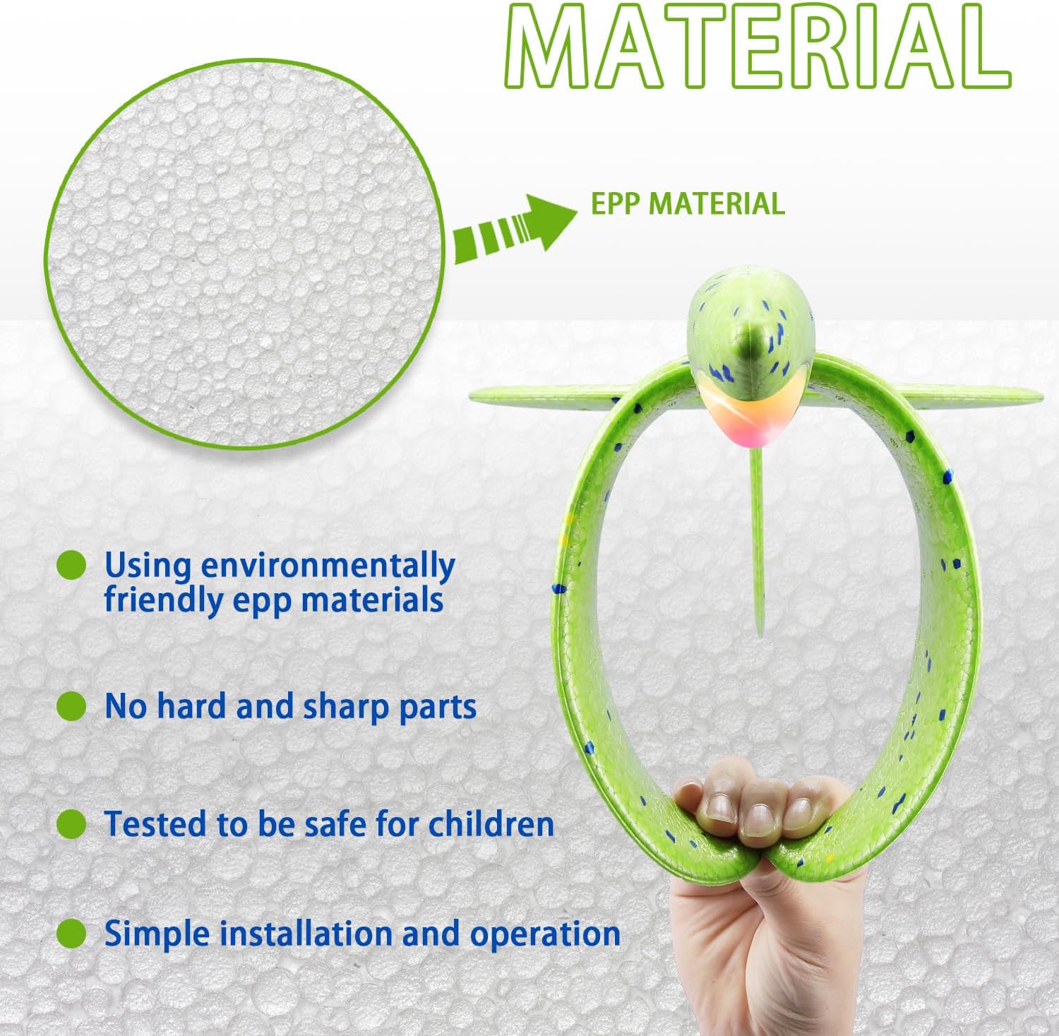 CUKU 6 Pack LED Light Airplane Toys-17.5" Large Throwing Foam Plane-2 Flight Modes Glider Plane-Outdoor Flying Toys for Kids-Flying Toys Gift for Boys Girls 3 4 5 6 7 8 9 Years Old