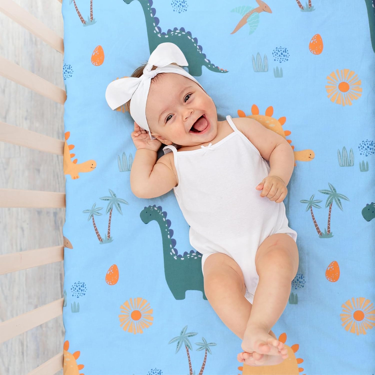 UOMNY Crib Sheet, Dinosaur Crib Sheets Baby Sheet for Standard Crib and Toddler Mattresses Nursery Bedding Sheet Crib Mattress Sheets for Boys and Girls 1 Pack Toddler Sheet